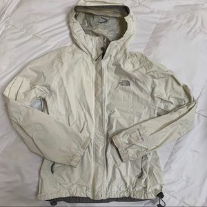 The Northface white hooded rain jacket